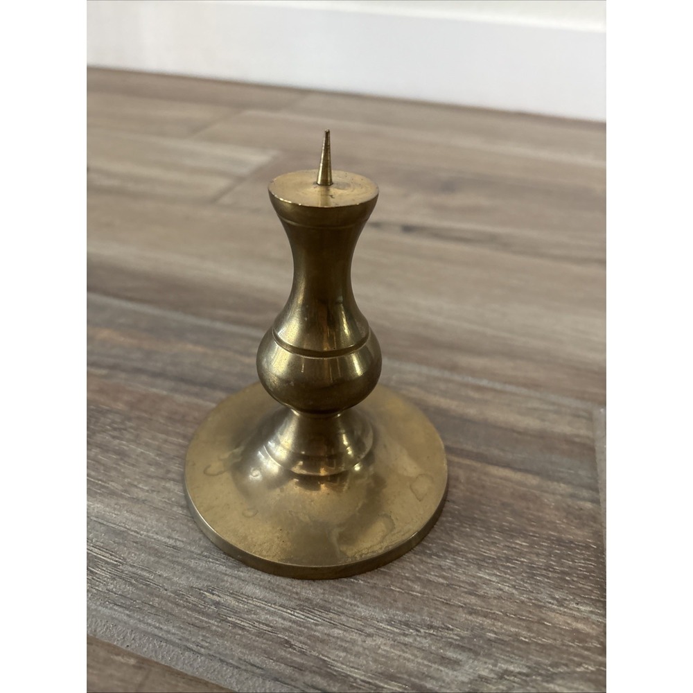 Vintage Solid Brass Golden Flower Bud Vase Candle Stick Holder 4.5"Made In India